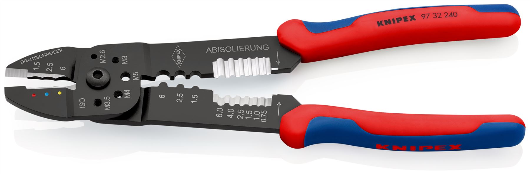KNIPEX Crimping Pliers Wire Strippers for Non and Insulated Terminals 240mm Multi Component Grips 97 32 240 SB