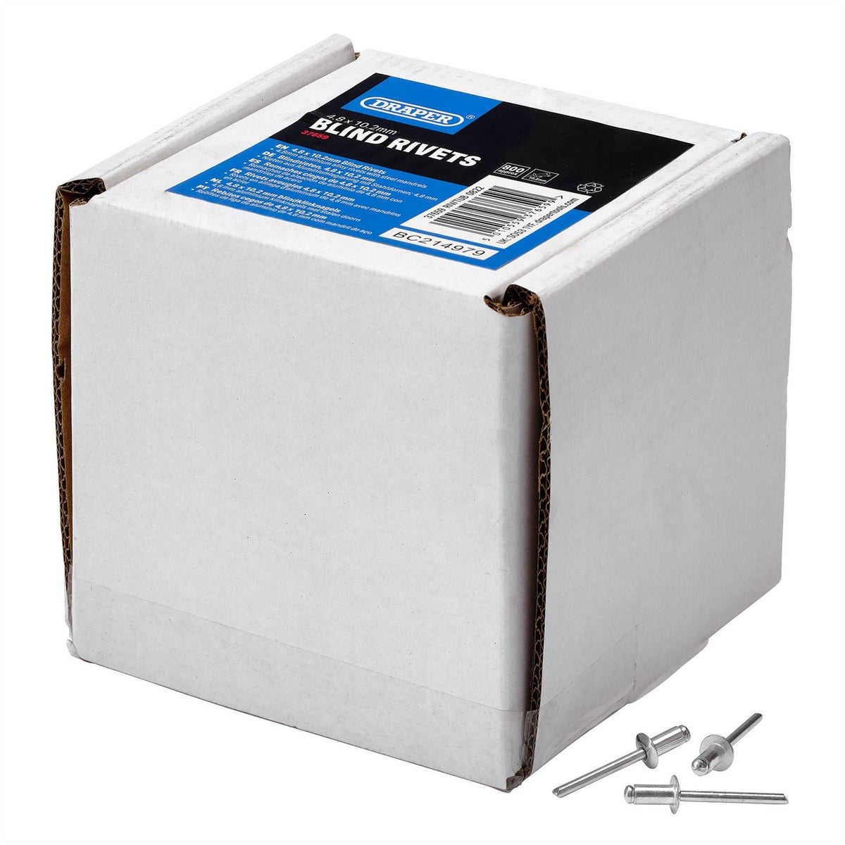 Draper Blind Rivets 4.8 x 10.2mm (Tub of 800) 37659  White Rose Tools