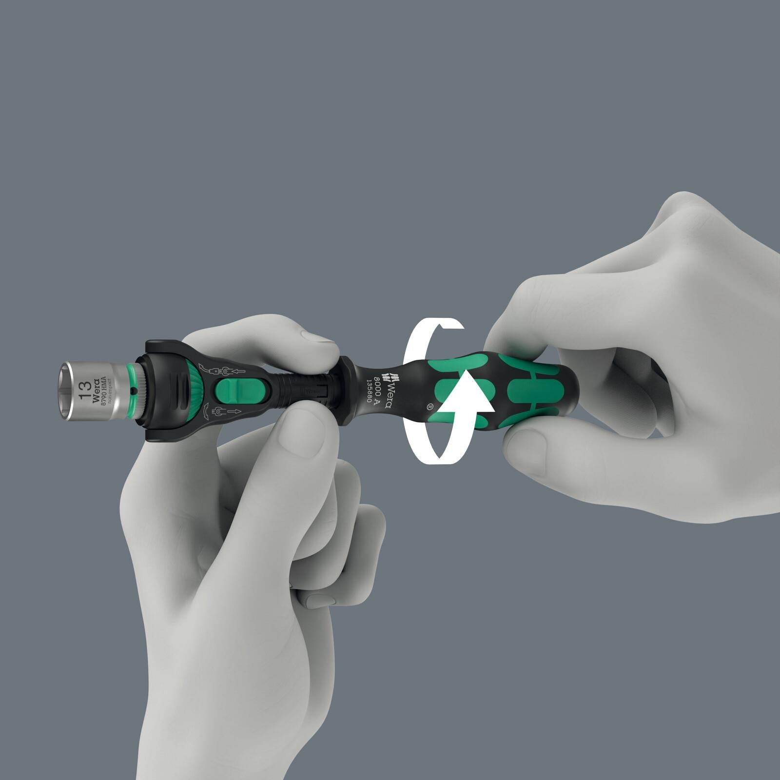 Wera Ratchet Wrench 8000 A Black Edition Zyklop Speed Ratchet with 1/4" Drive  White Rose Tools