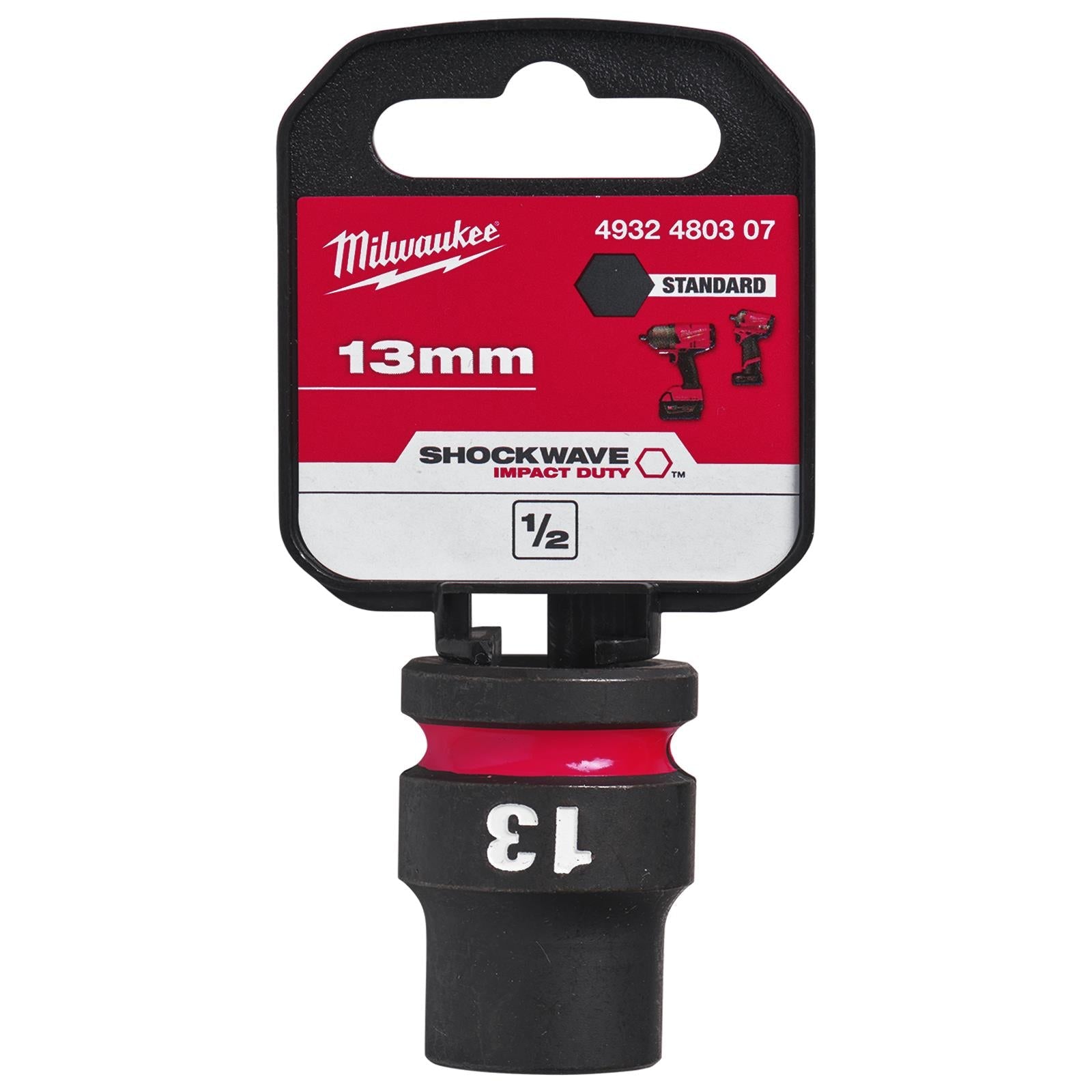 Milwaukee Impact Sockets Standard 1/2" Drive 8-32mm SHOCKWAVE Impact Duty 