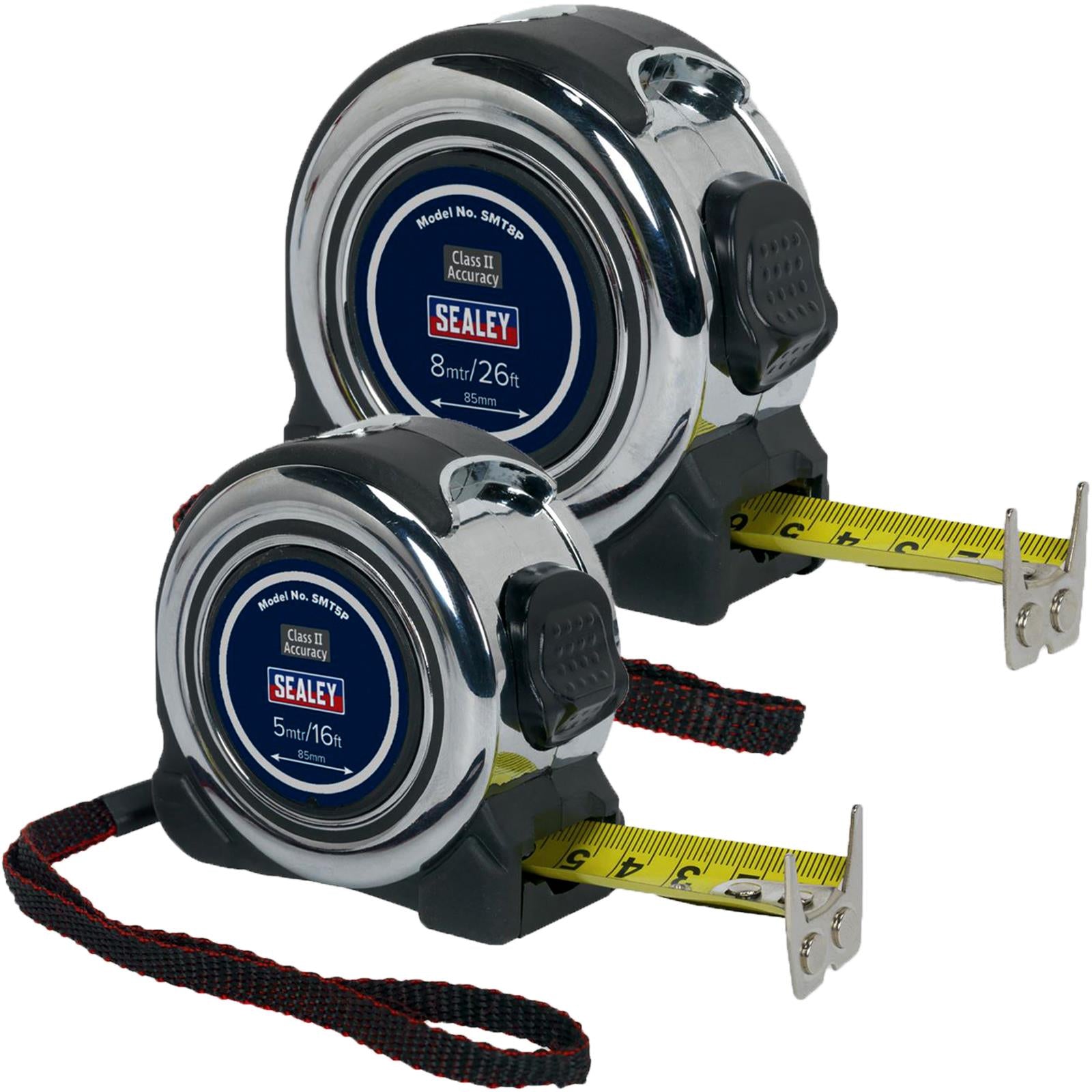 Sealey Professional Tape Measure Chrome Body 5m or 8m