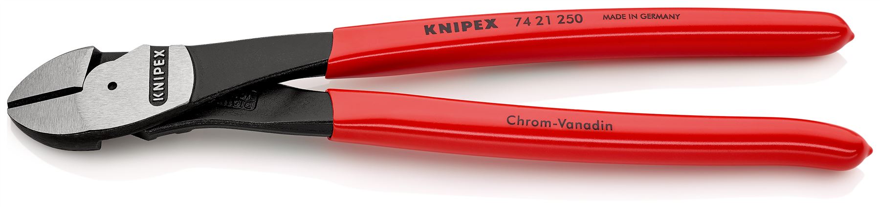 KNIPEX Diagonal Cutting Pliers High Leverage Side Cutters 12° Angled Head 250mm Plastic Coated 74 21 250