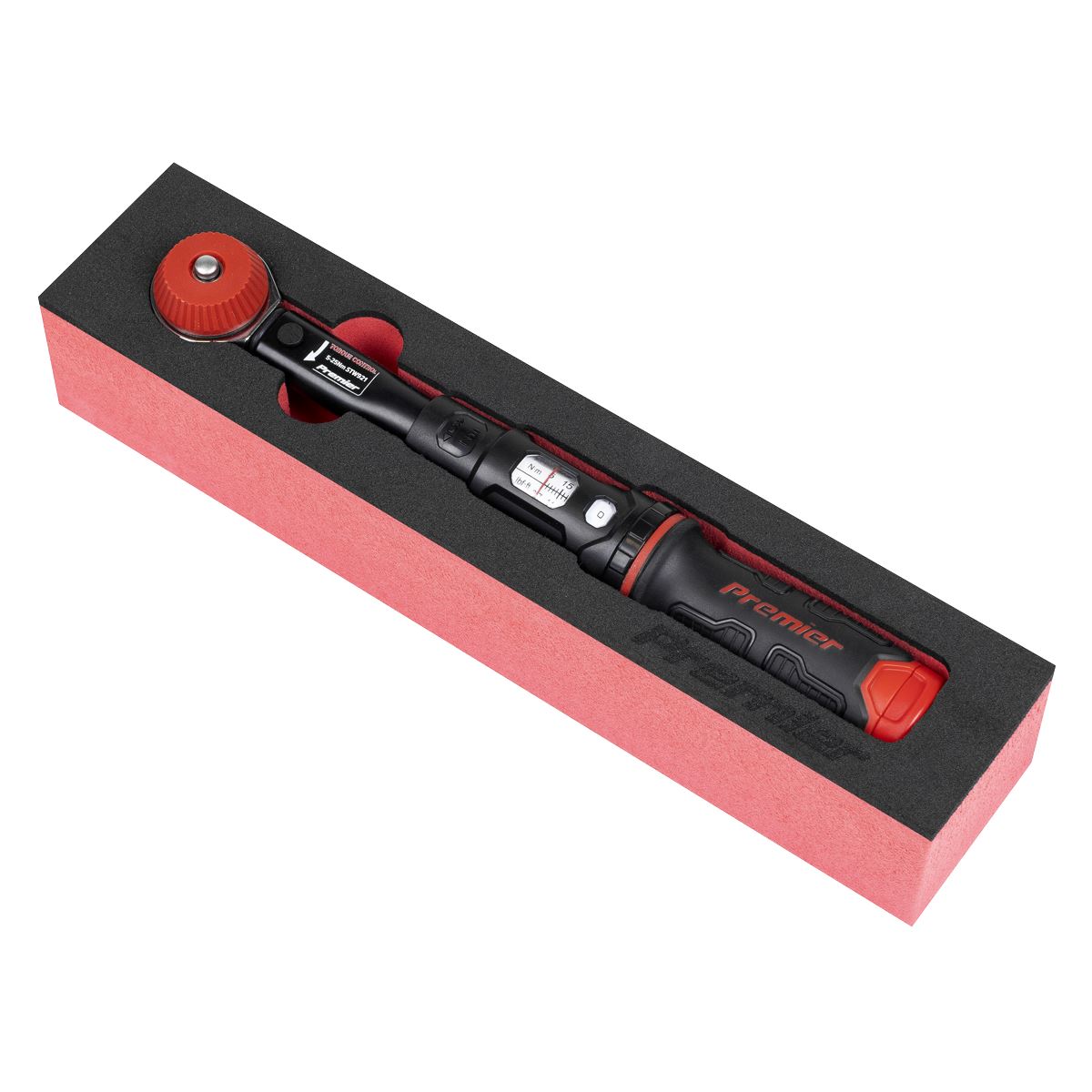 Sealey Premier Black Calibrated Micrometer Torque Wrench with 1/4"Sq Push-Through Drive 5-25Nm  White Rose Tools