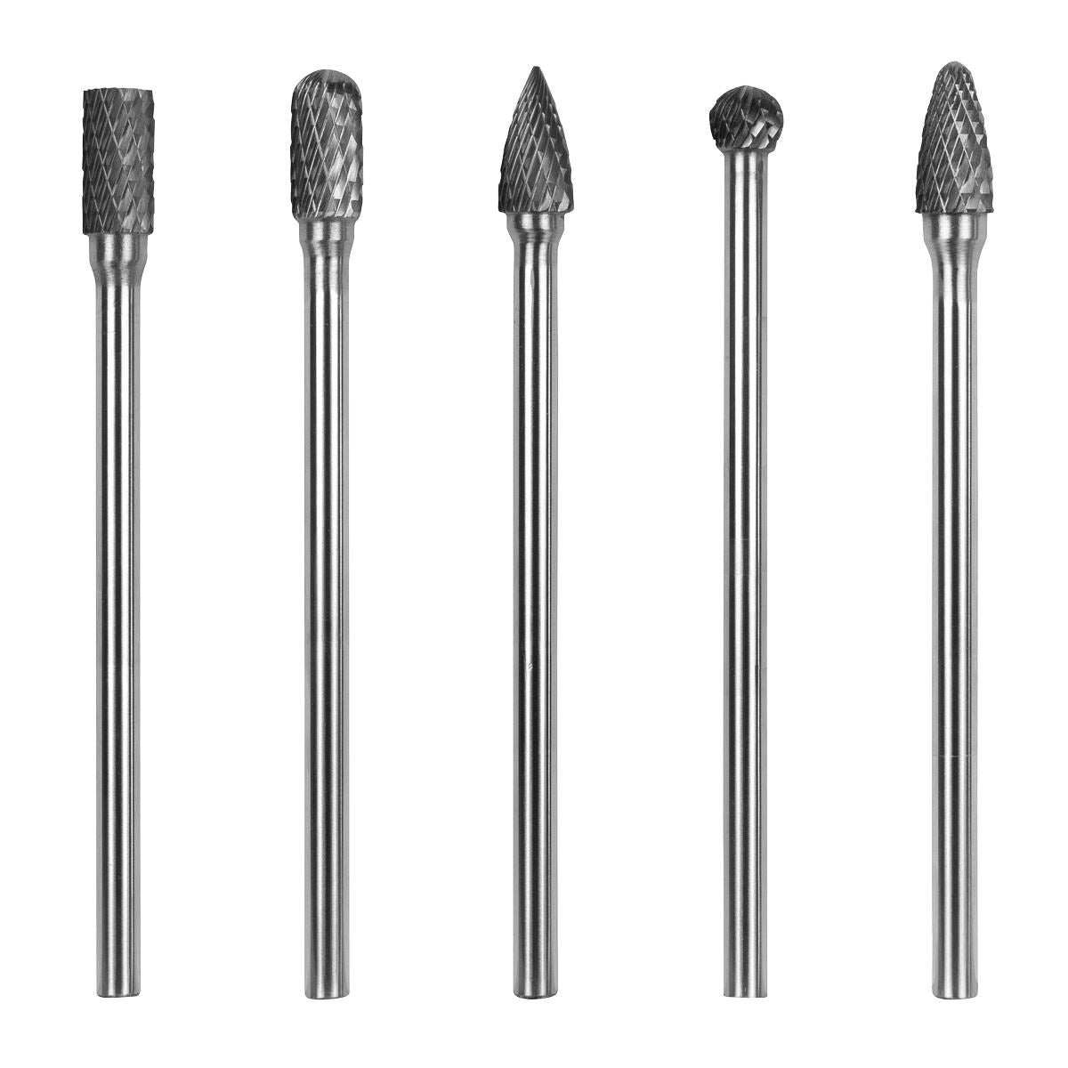 Sealey Tungsten Carbide Rotary Burr Set Extra-Long 5pc