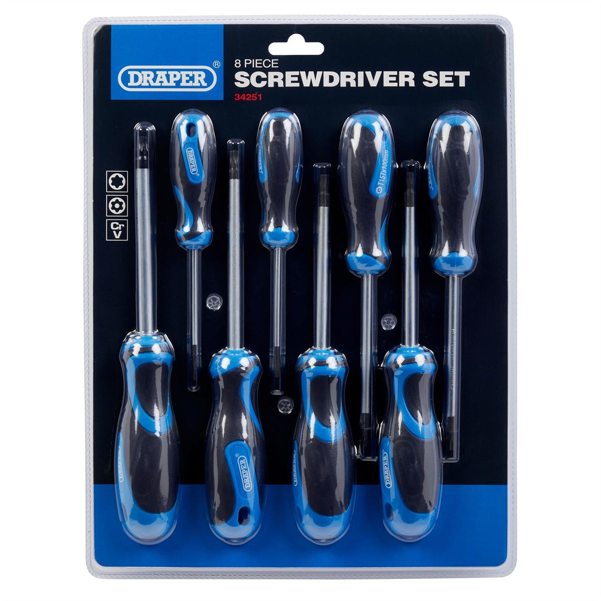 Draper TX-STAR® and Draper TX-STAR® Security Soft Grip Screwdriver Set (8 Piece) 34251  White Rose Tools