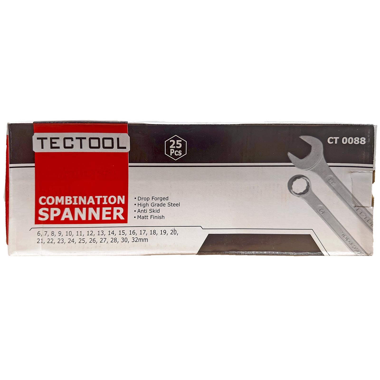 TECTOOL Combination Spanner Set Metric Combo Open End Ring Garage Tool Set 25pc