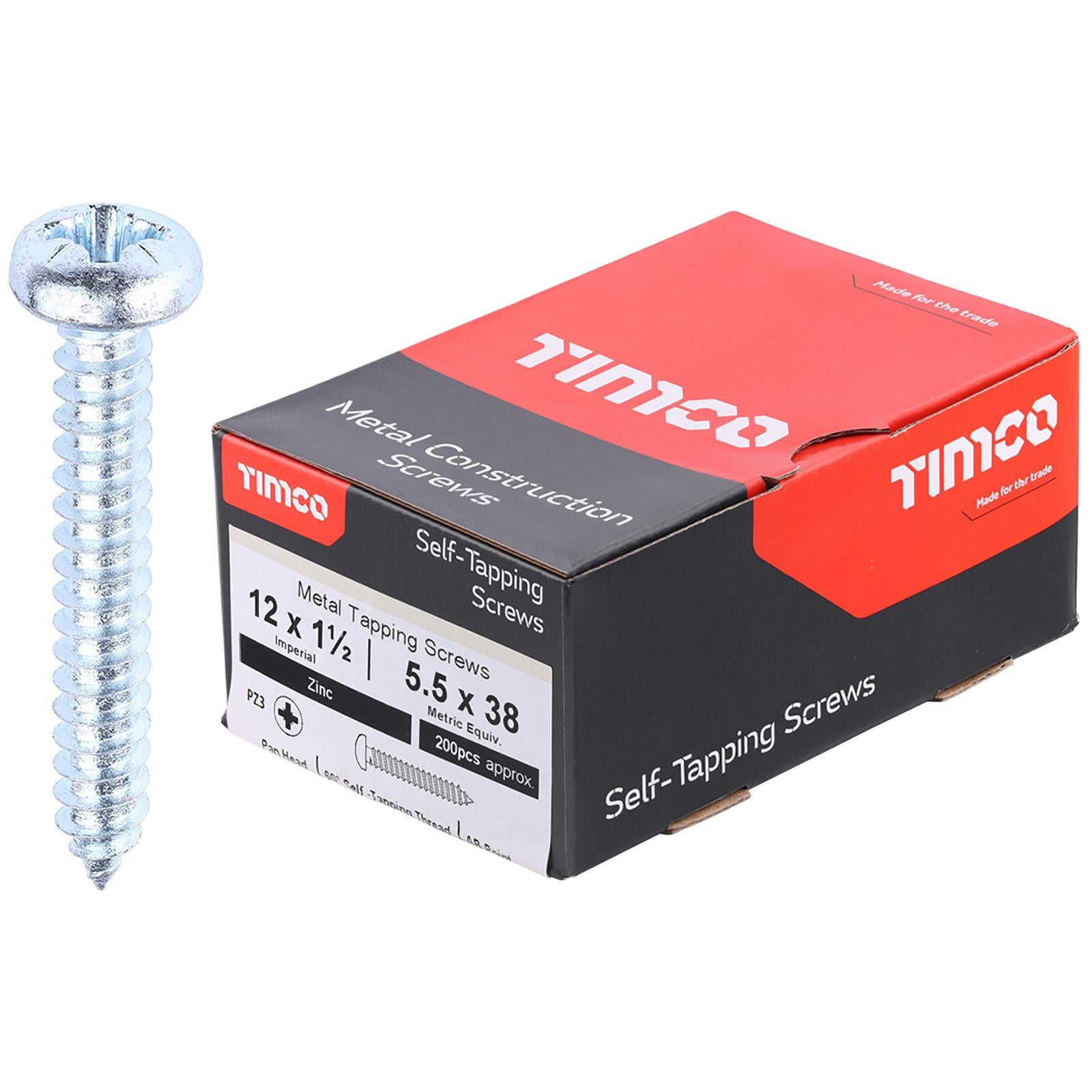 TIMCO Self Tapping Screws Pan Head Zinc Pozi - Choose Size