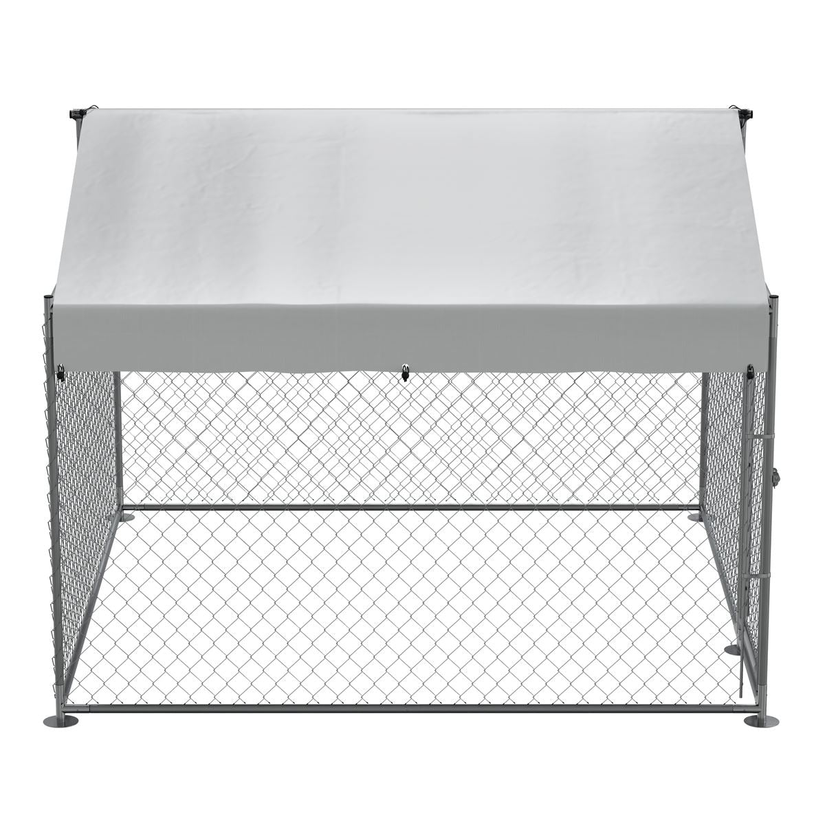 Dellonda 2 x2 x 1.5m Dog Kennel, Galvanised Steel, Roof Cover, Chain Link Fencing