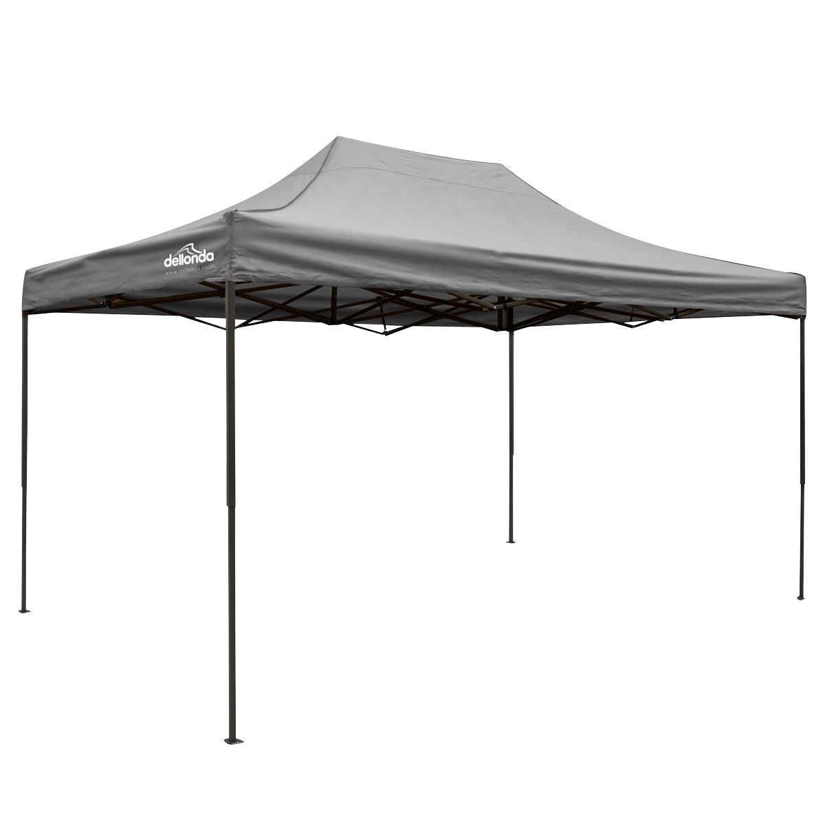 Dellonda Premium 3 x 4.5m Pop-Up Gazebo, Heavy Duty, PVC Coated, Water Resistant Fabric, Supplied with Carry Bag, Rope, Stakes & Weight Bags - Grey Canopy