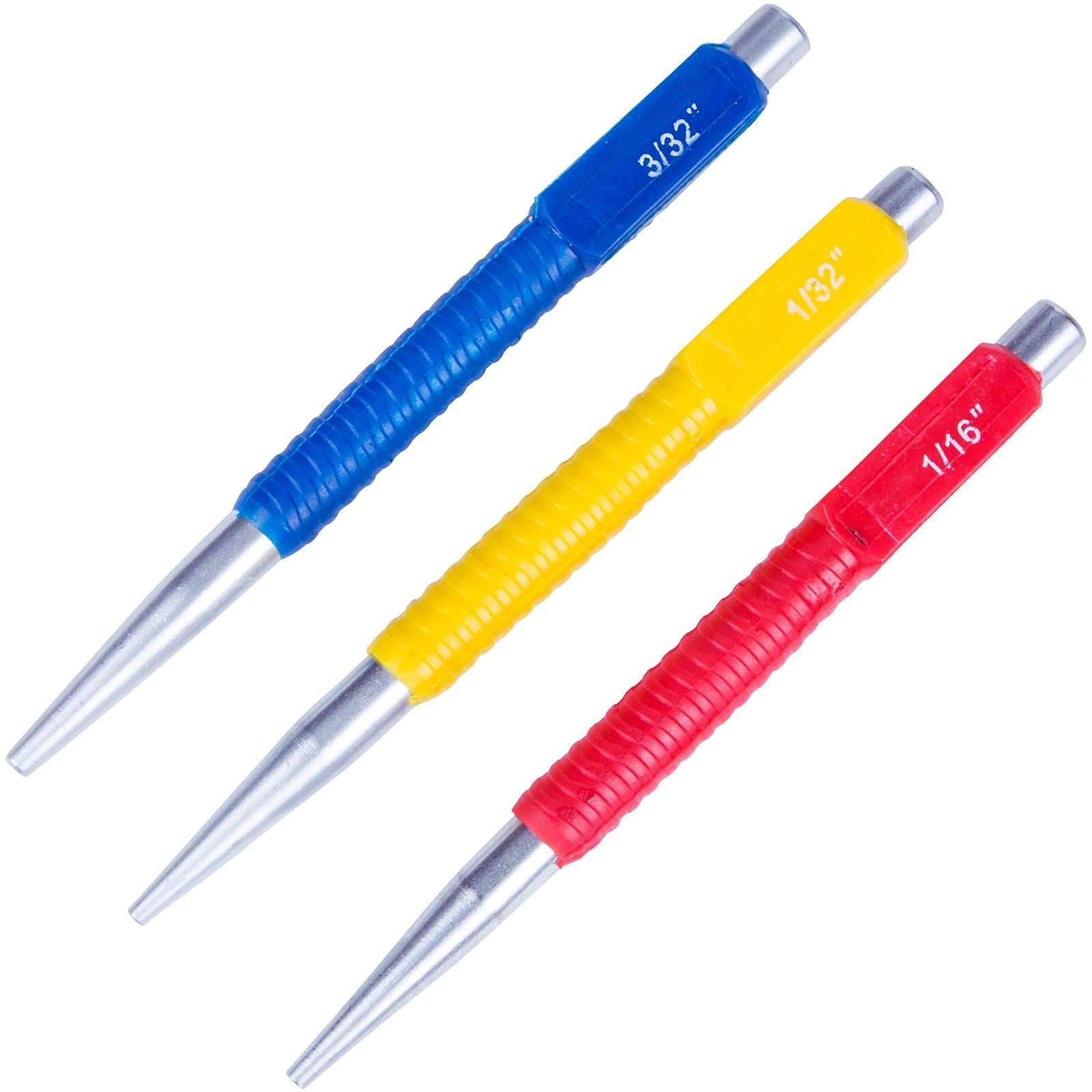 BlueSpot Centre Punch Set Colour Coded Imperial Scribe Dot Marking Drilling 3pc