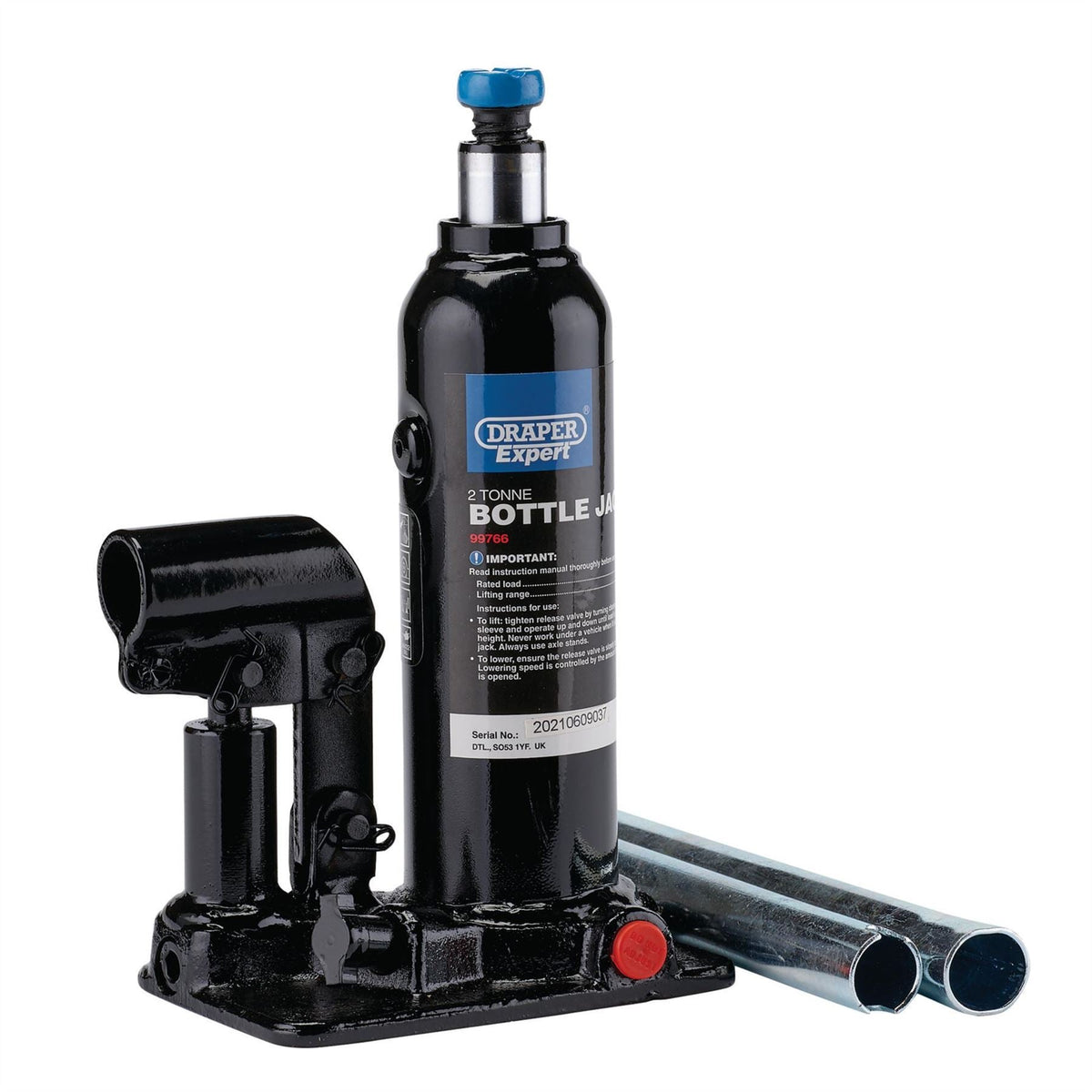 Draper Expert Hydraulic Bottle Jack 2 Tonne 99766  White Rose Tools