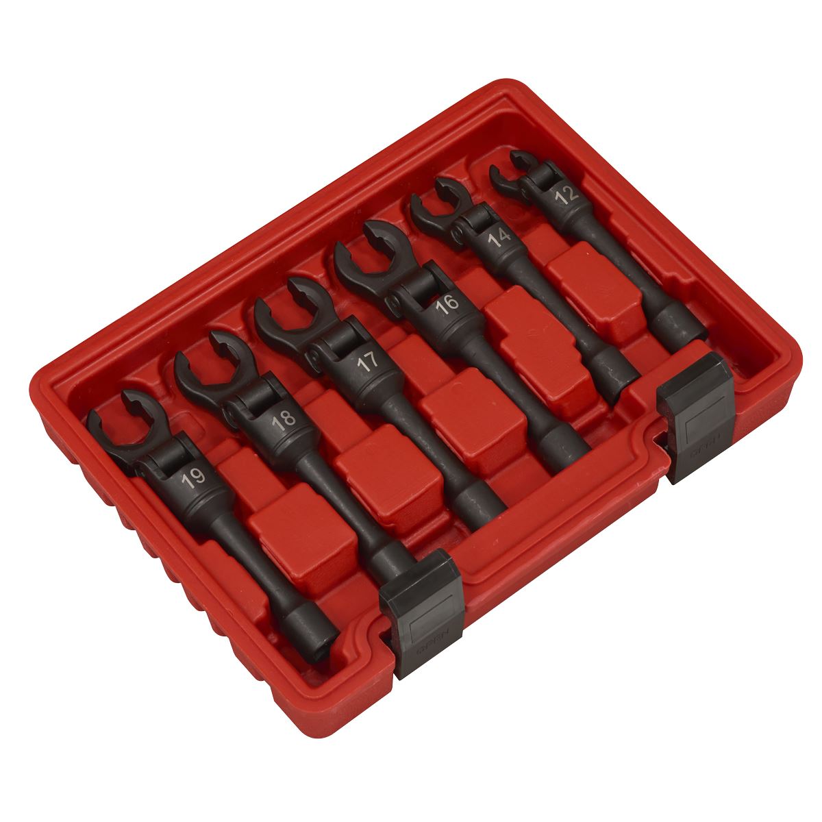 Sealey Flexi-Head Flare Nut Diesel Injection Wrench Set 6pc 3/8"Sq Drive  White Rose Tools