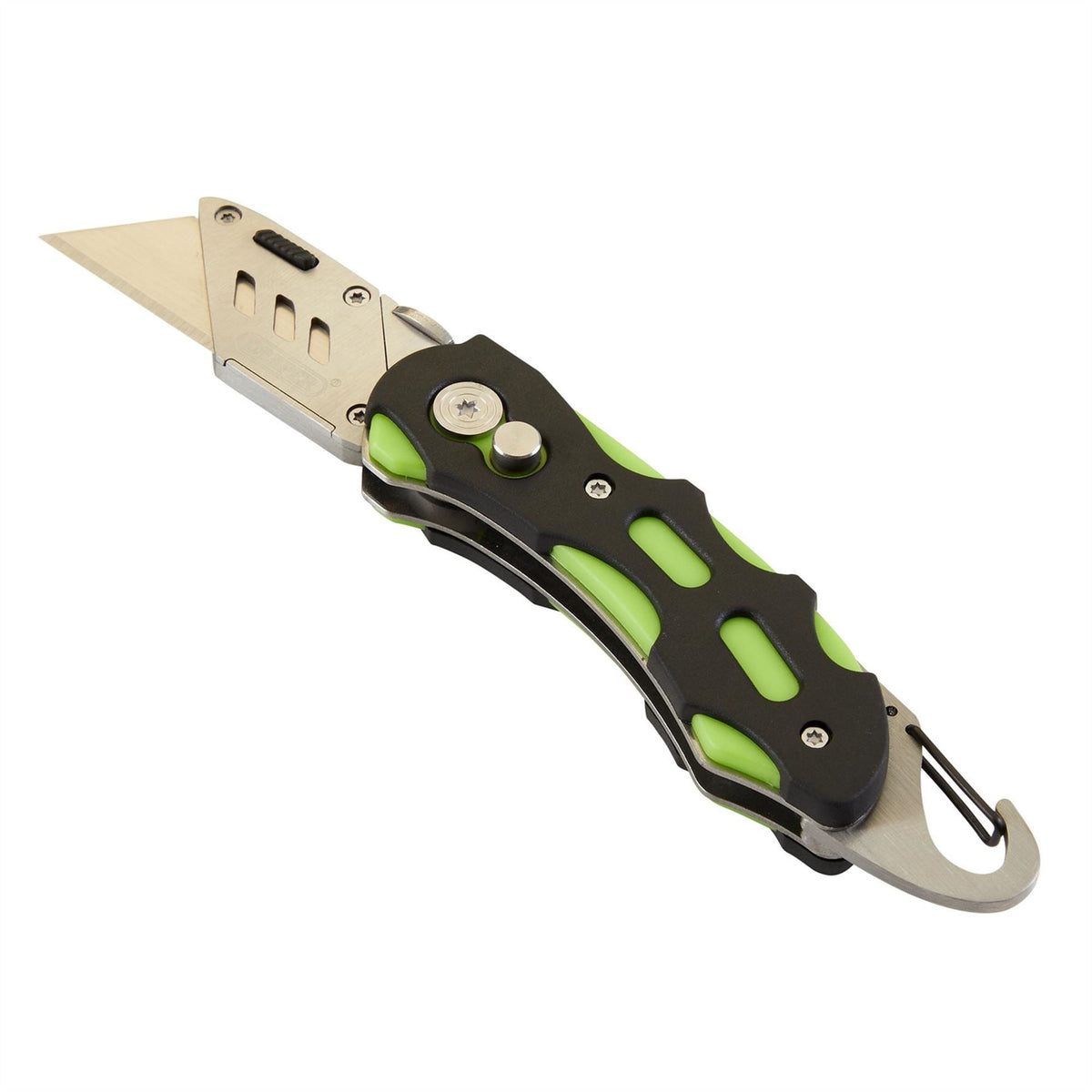 Draper Folding Trimming Knife with Belt Clip Green/Orange 24424  White Rose Tools