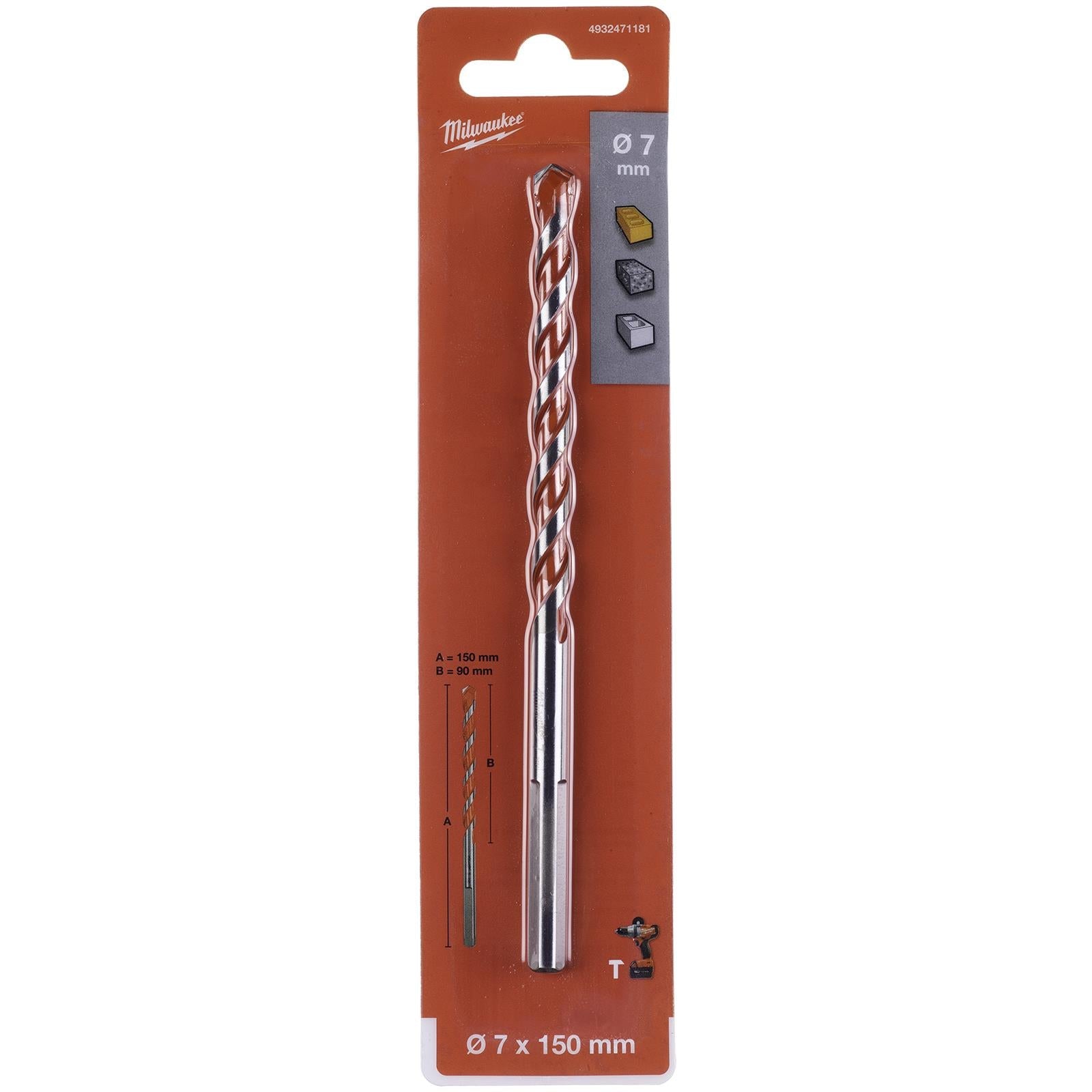 Milwaukee Premium Concrete Masonry Drill Bits 3 Flat Shank Hammer and Rotary 