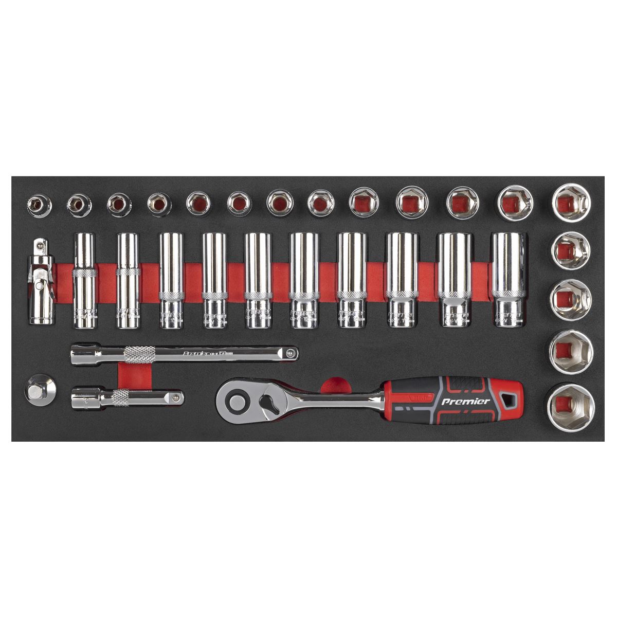 Sealey Premier Socket Set with Tool Tray 3/8"Sq Drive 32pc