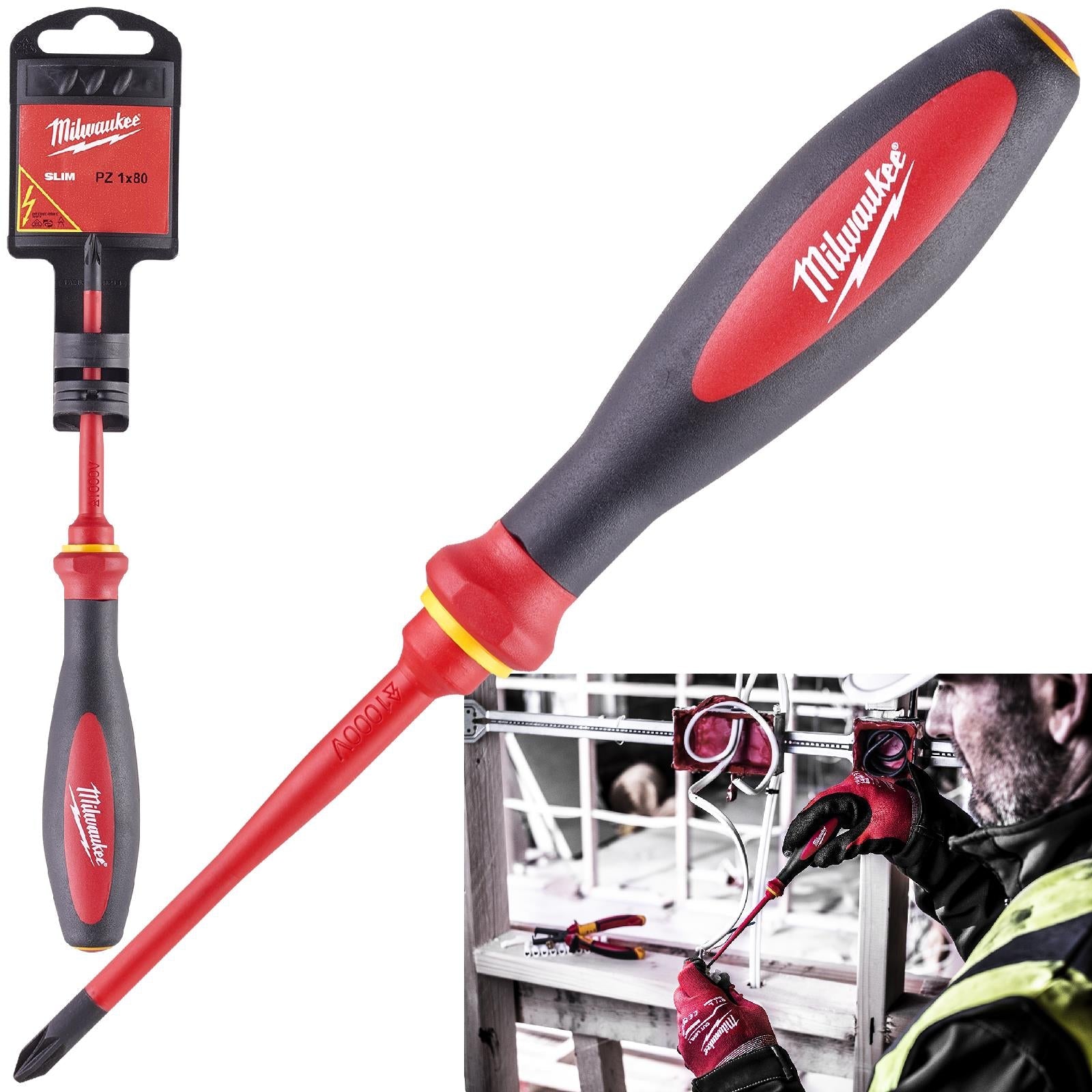 Milwaukee VDE Slim Screwdriver Pozi PZ1 x 80mm 