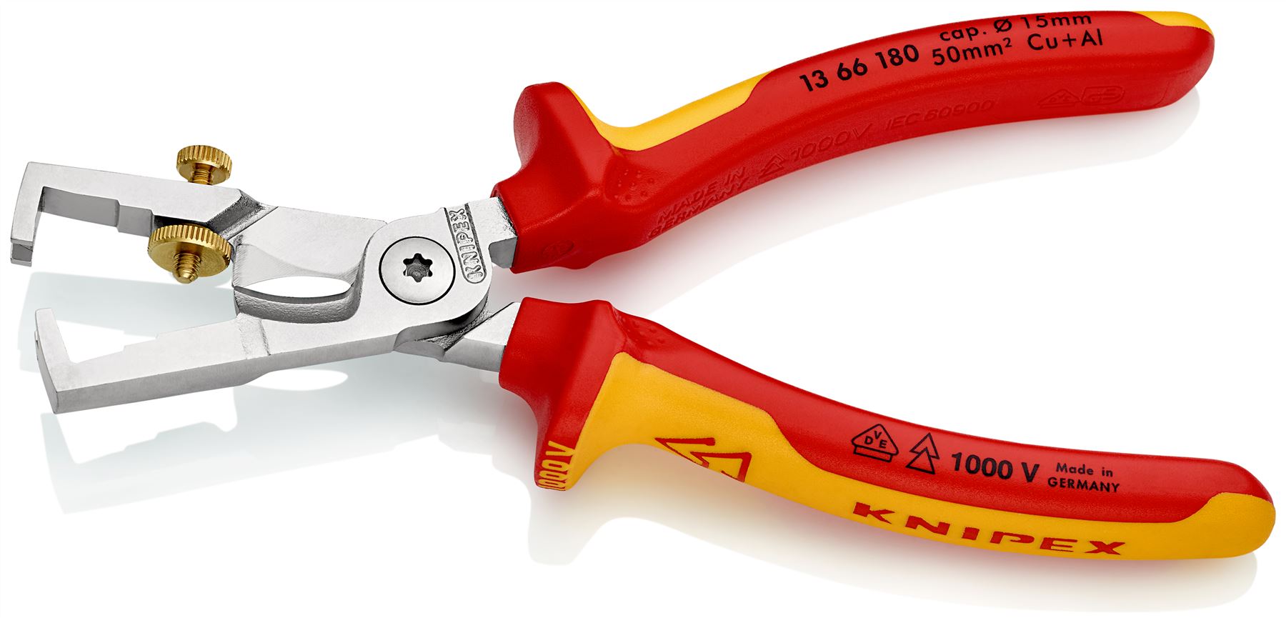 KNIPEX StriX Insulation Strippers with Cable Shears 180mm VDE Chrome Multi Component Grips 13 66 180 SB