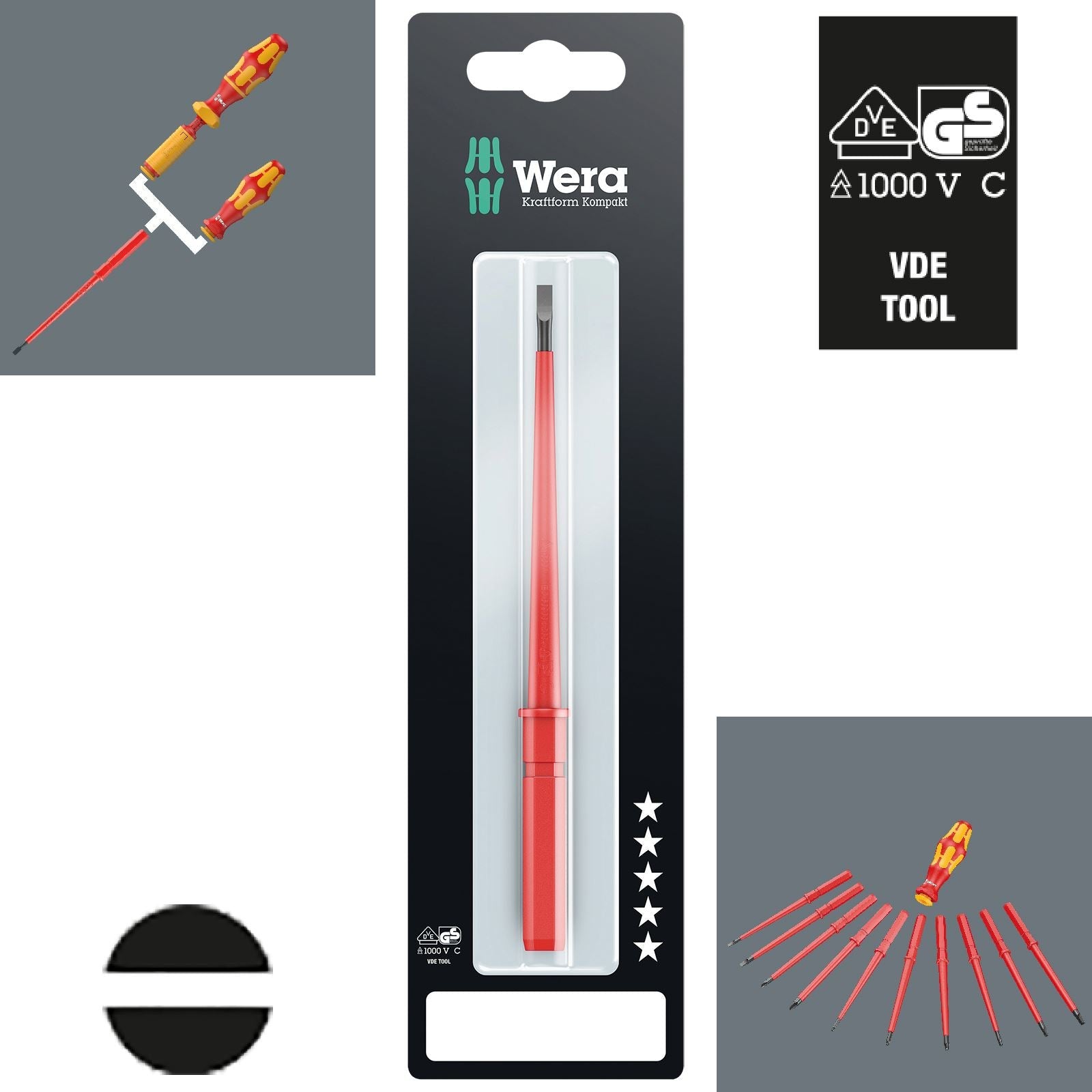 Wera Interchangeable Screwdriver Blade VDE Kraftform Kompakt Individual Phillips Pozi Slotted Torx Hex 