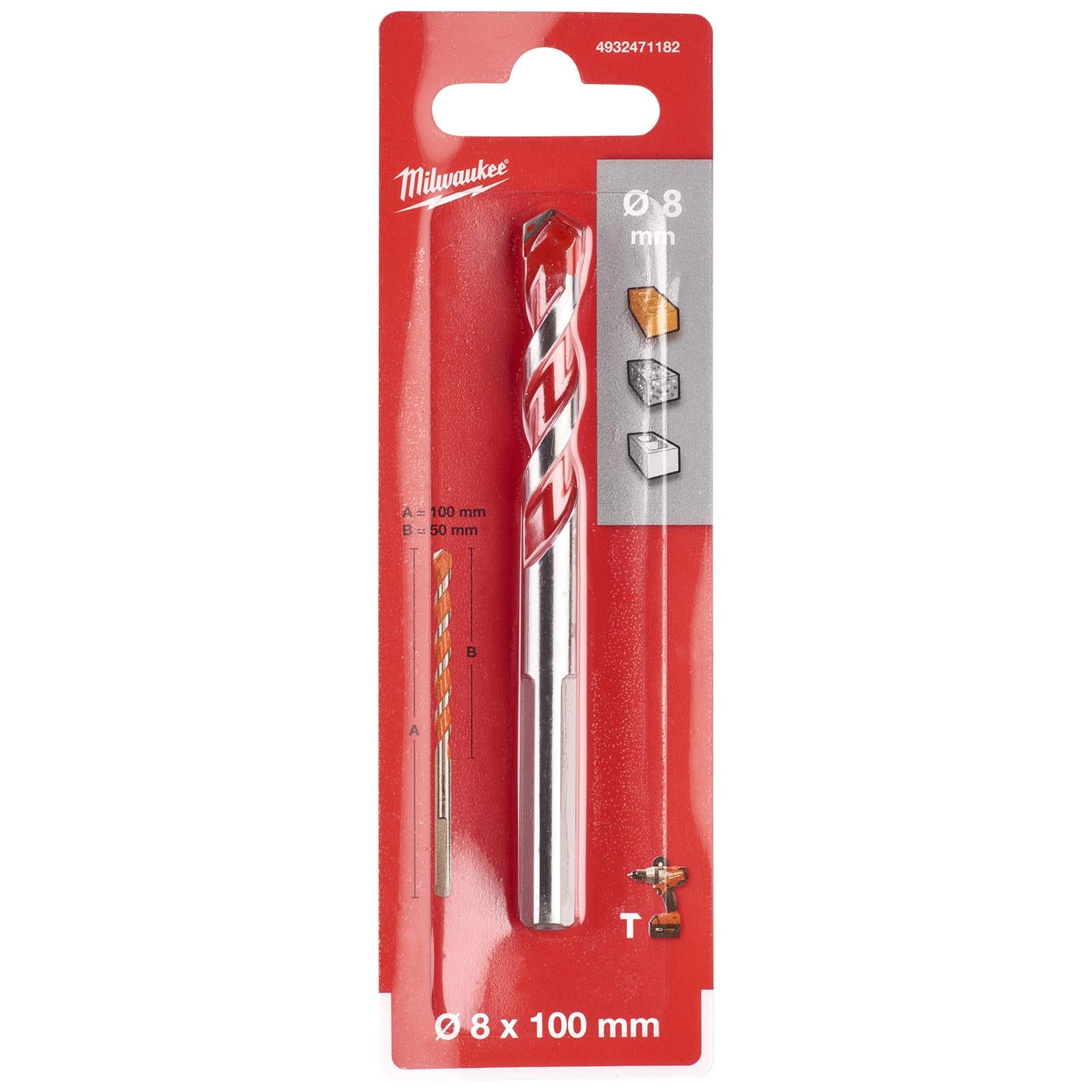 Milwaukee Premium Concrete Masonry Drill Bits 3 Flat Shank Hammer and Rotary