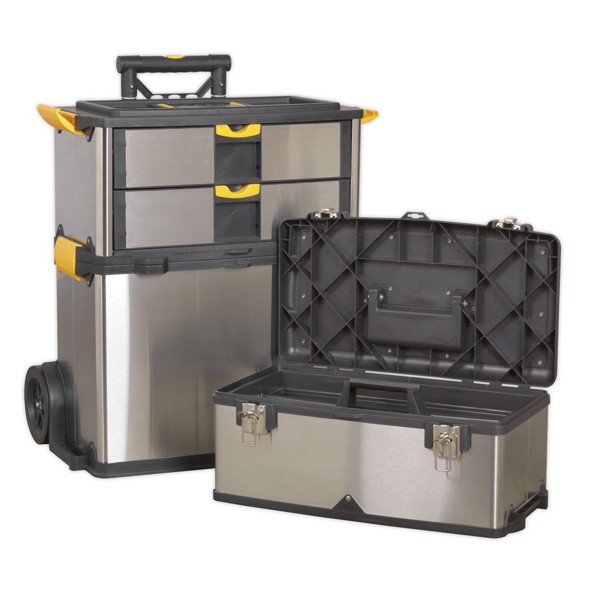 Sealey Mobile Stainless Steel/Composite Toolbox - 3 Compartment 