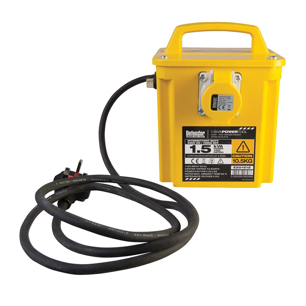 Defender 1.5kVA Transformer 16A 110V E201512  White Rose Tools