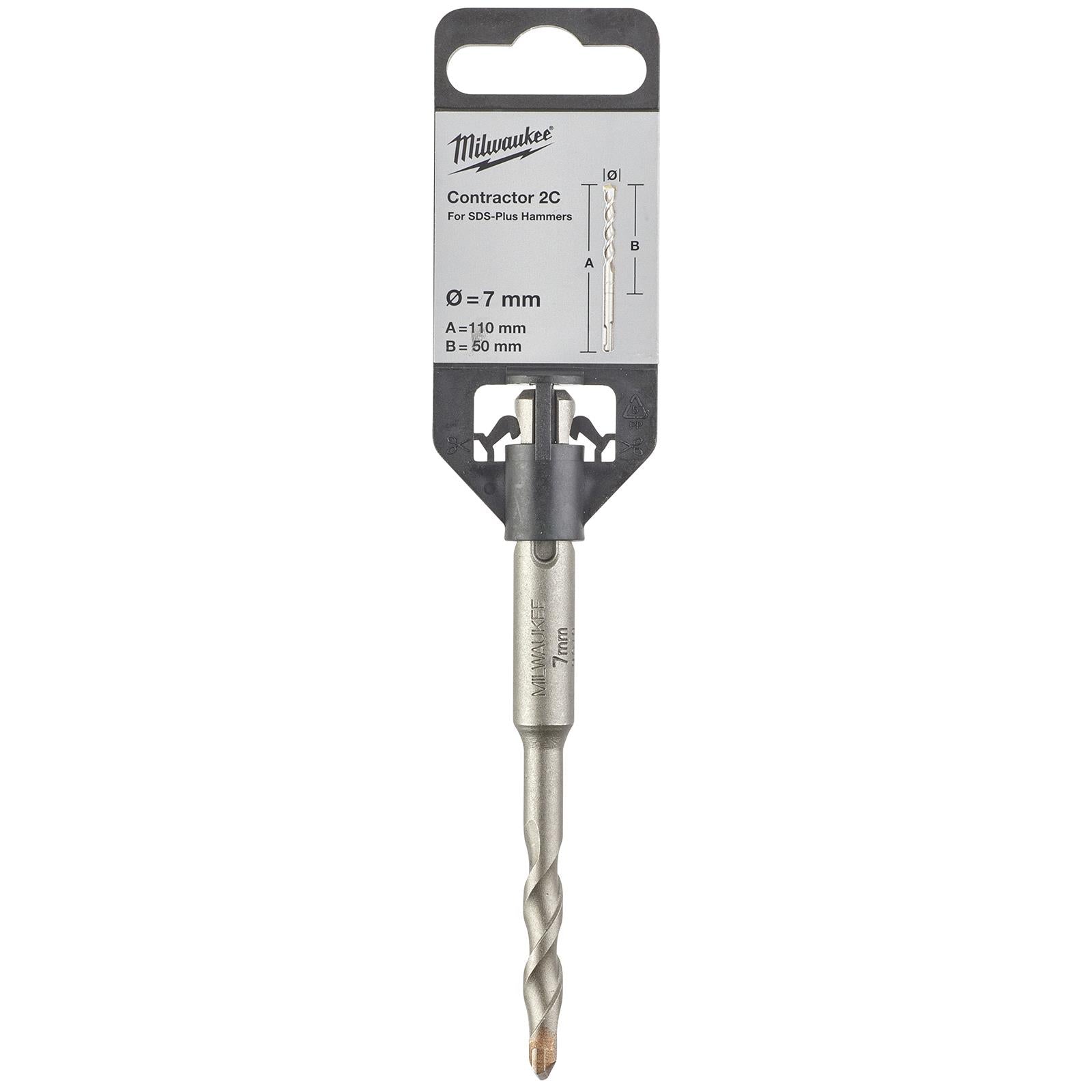 Milwaukee SDS Plus Contractor Hammer Drill Bits 2 Cut 