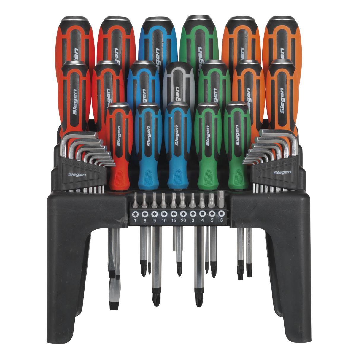 Siegen by Sealey Hammer-Thru Screwdriver, Hex Key & Bit Set 44pc