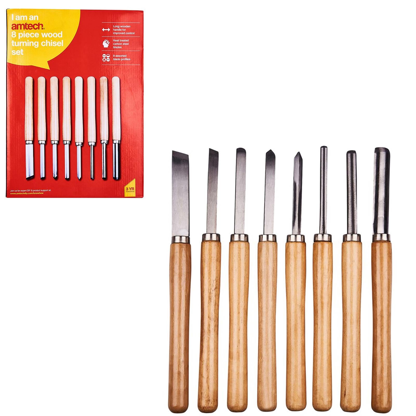 Amtech Wood Turning Chisel Set 8 Piece 