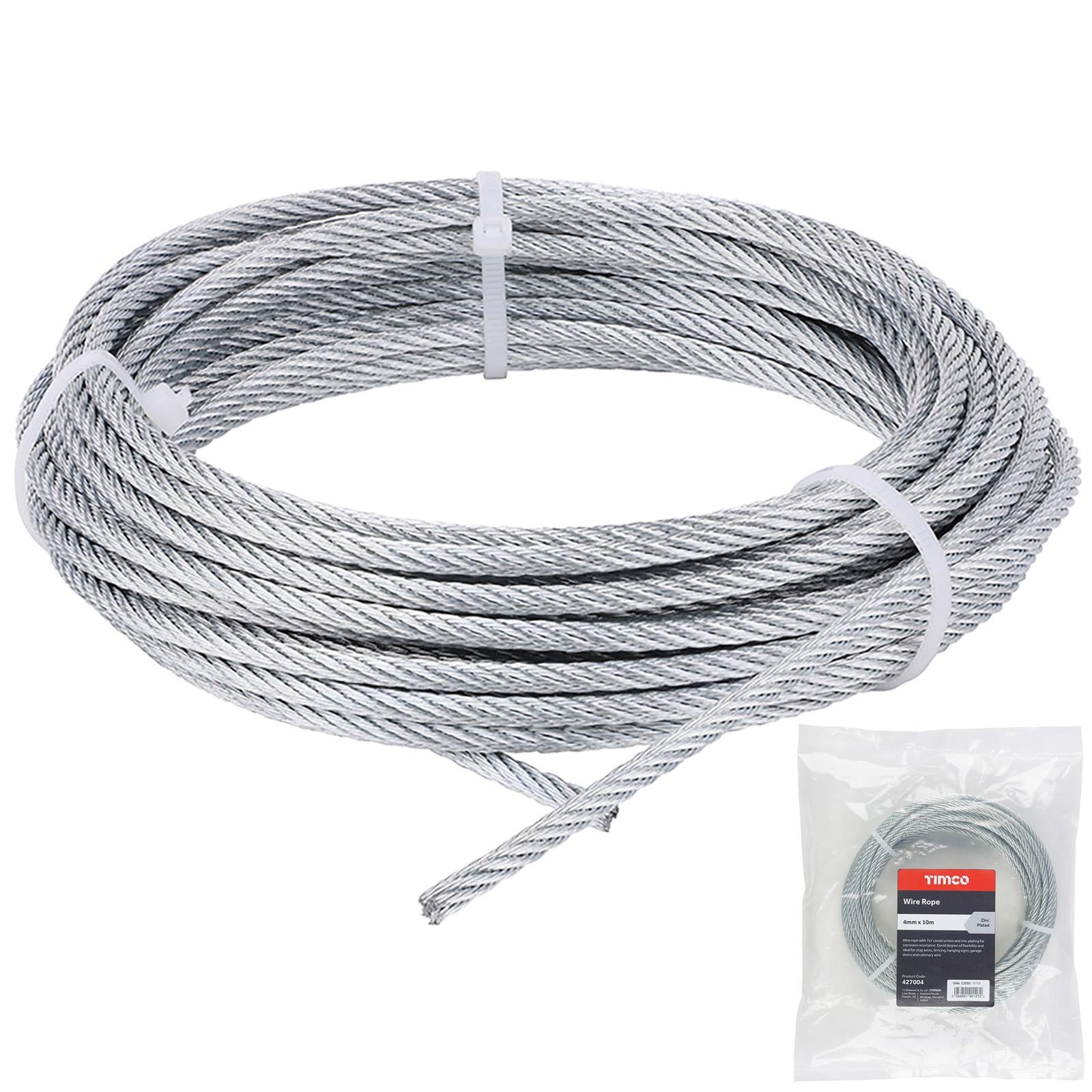 TIMCO Wire Rope Zinc Plated 7x7 Construction - Choose Size