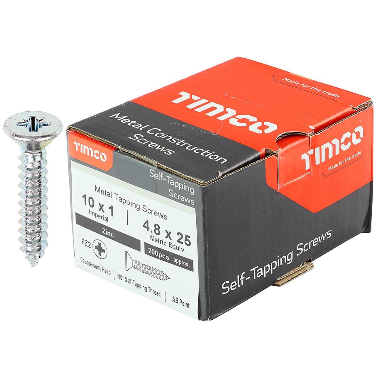 TIMCO Self Tapping Screws Countersunk Zinc Pozi - Choose Size