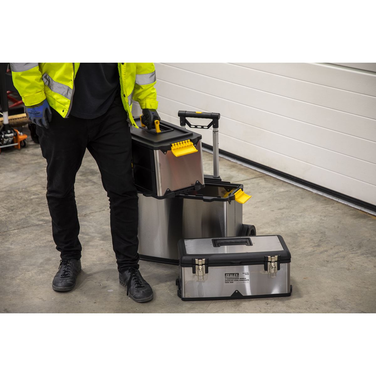 Sealey Mobile Stainless Steel/Composite Toolbox - 3 Compartment 