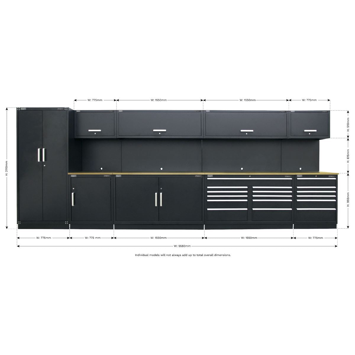 Sealey Premier Premier 5.6m Storage System - Oak Worktop 