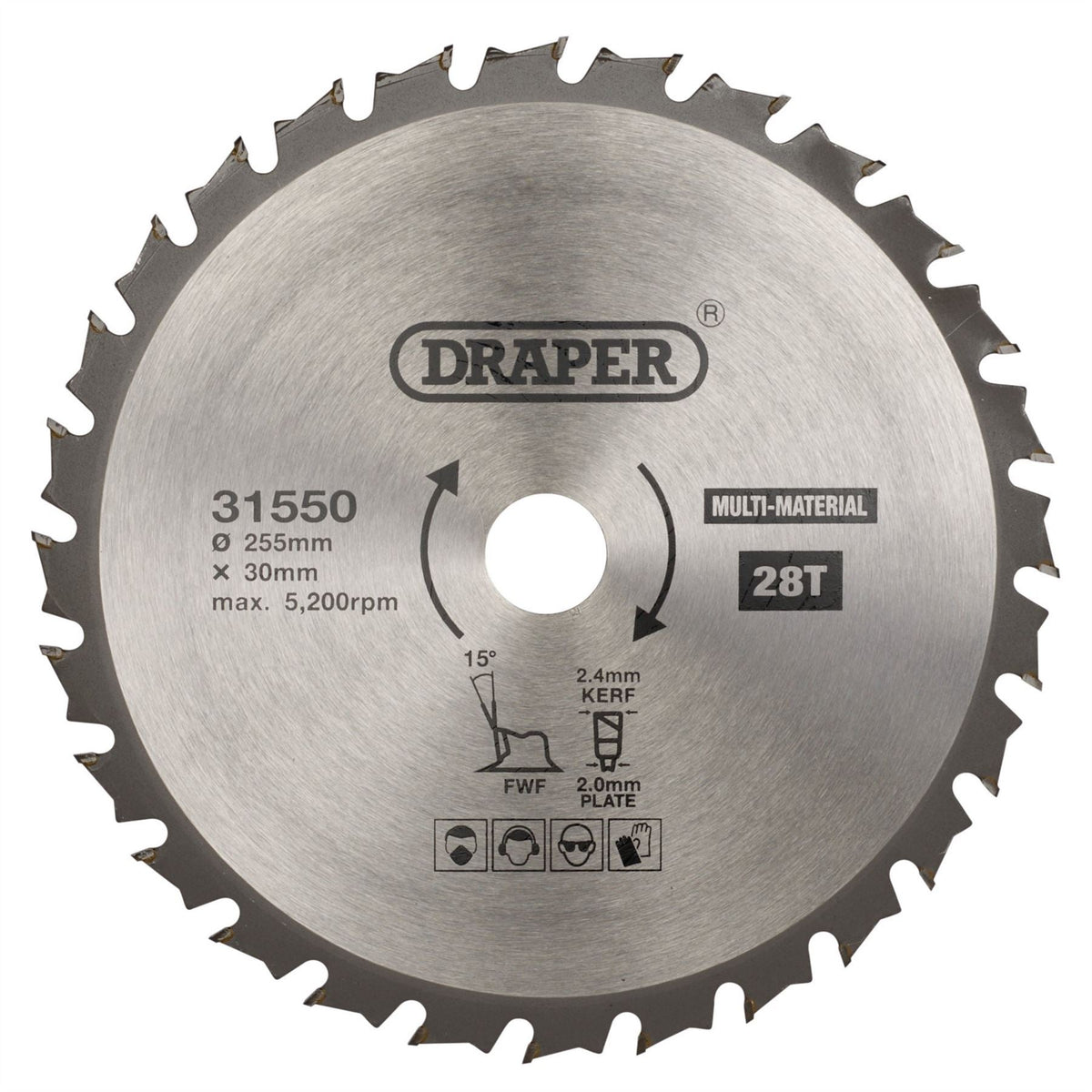 Draper TCT Multi-Purpose Circular Saw Blade 255 x 30mm 28T 31550  White Rose Tools