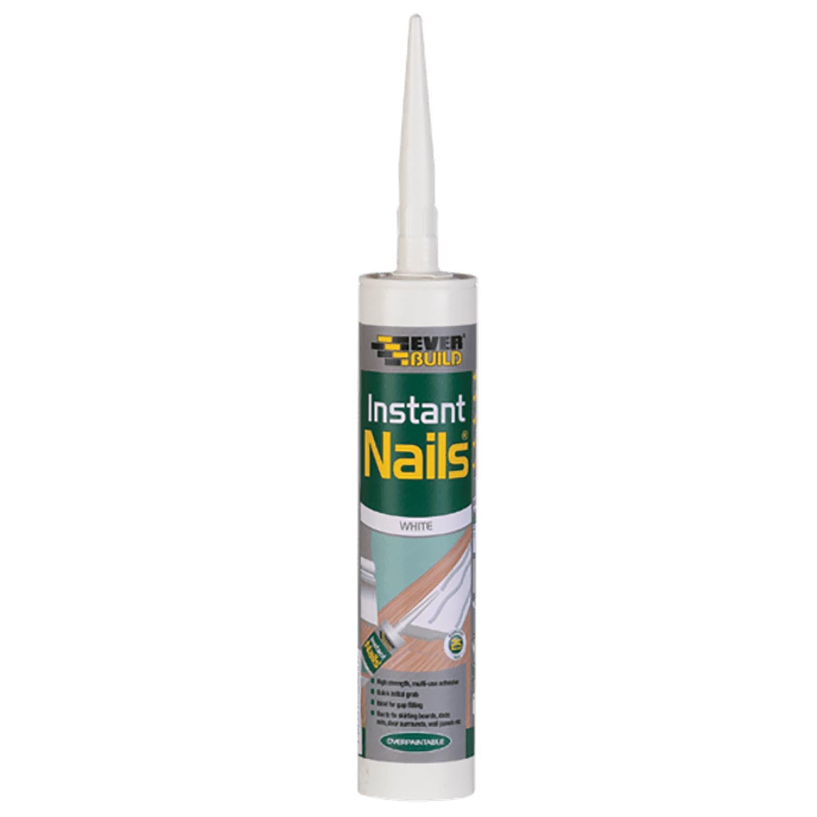 EverBuild Instant Nails White 290ml High Strength Solvent Free Gap Filling 
