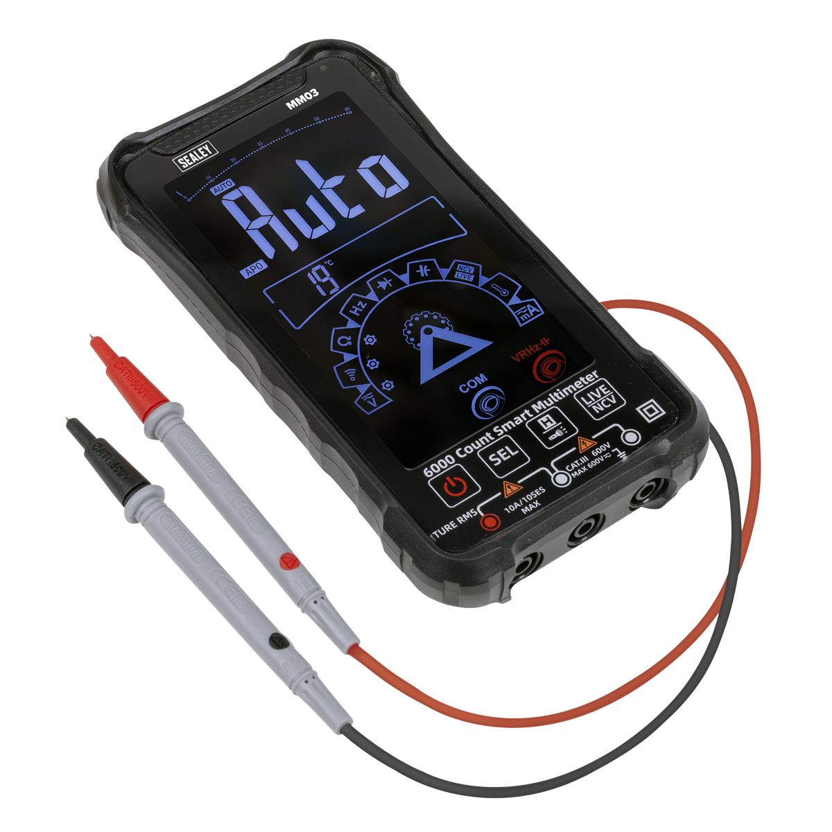 Sealey Touchscreen Rechargeable Auto-Ranging Digital Smart Multimeter 10-Function
