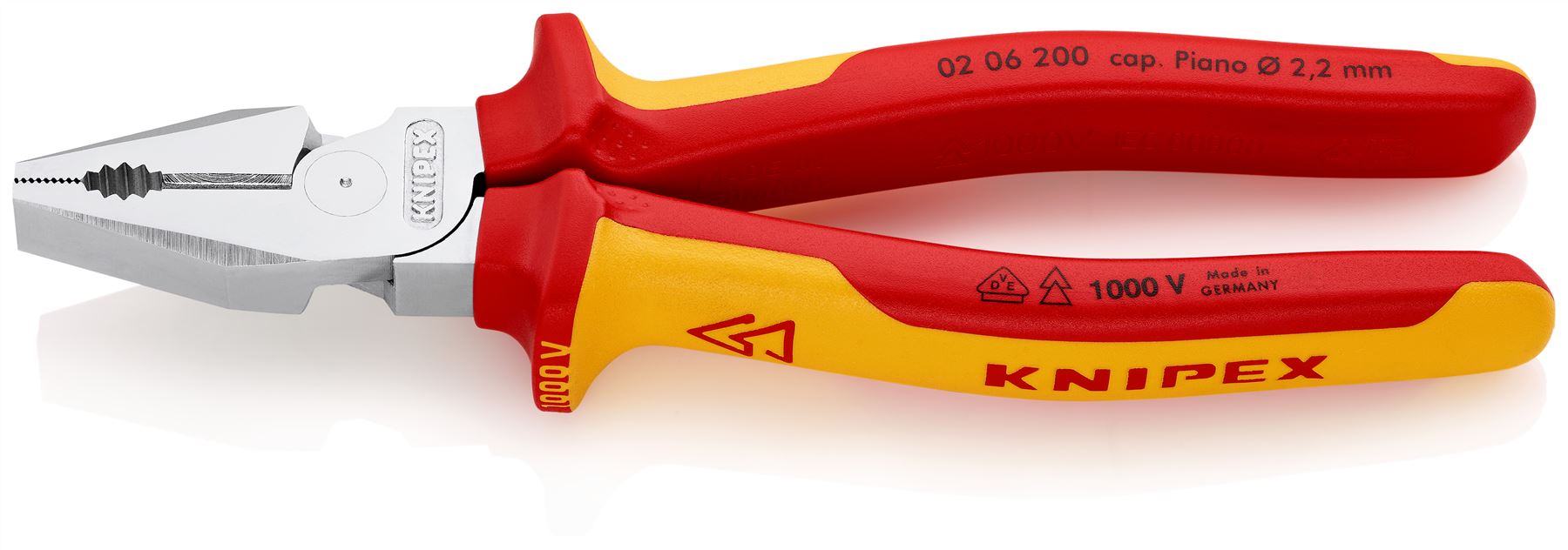 KNIPEX Combination Pliers High Leverage 200mm VDE Multi Component Grips 02 06 200