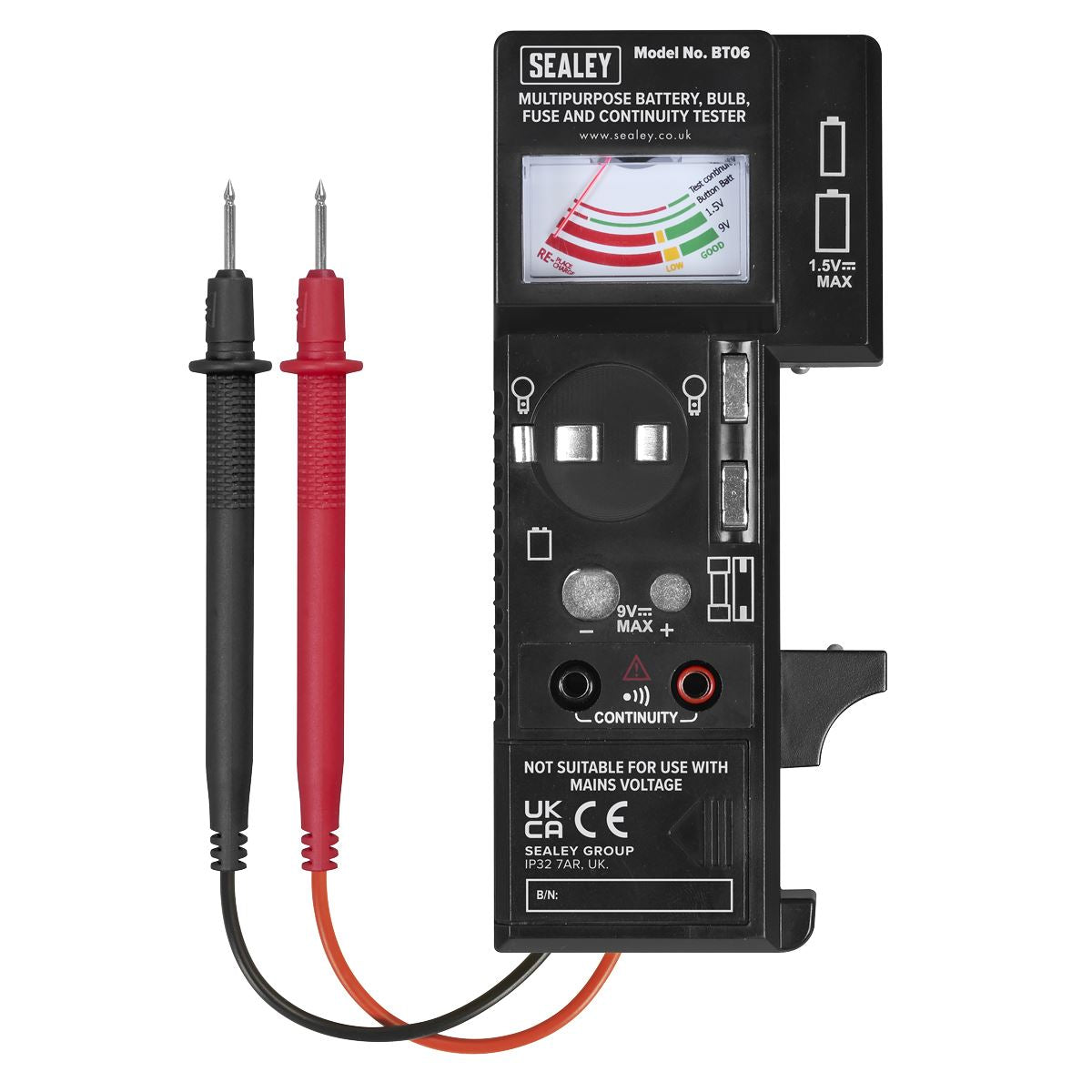 Sealey Multipurpose Battery, Bulb, Fuse & Continuity Tester  White Rose Tools