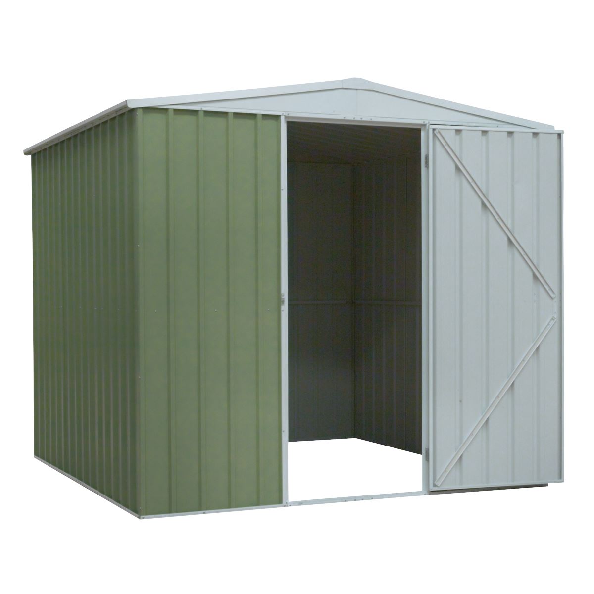 Dellonda Galvanised Steel Metal Garden/Outdoor/Storage Shed, 7.5FT x 7.5FT, Apex Style Roof - Green
