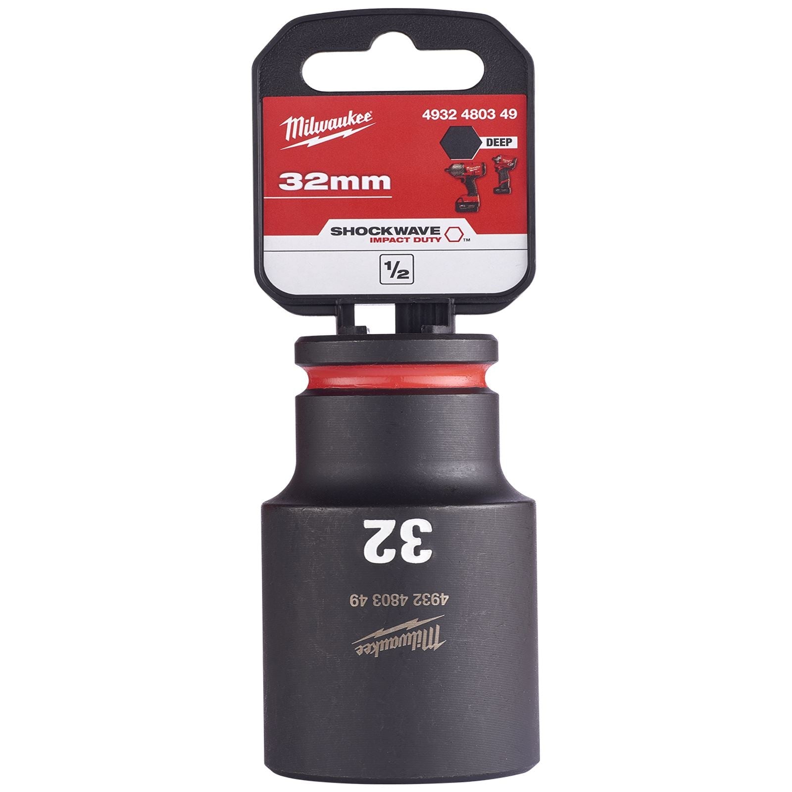 Milwaukee Impact Sockets Deep 1/2" Drive 8-36mm SHOCKWAVE Impact Duty 