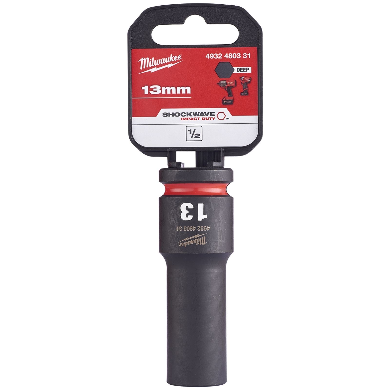 Milwaukee Impact Sockets Deep 1/2" Drive 8-36mm SHOCKWAVE Impact Duty 