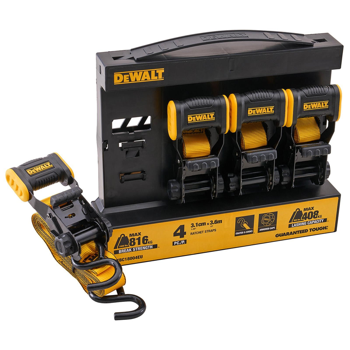 DeWalt 4 Piece Ratchet Strap Set DXBC18004EU  White Rose Tools
