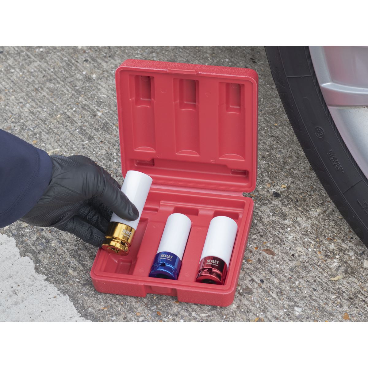 Sealey Alloy Wheel Impact Socket Set 3pc 1/2"Sq Drive 