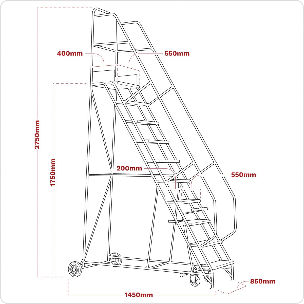 Sealey Mobile Safety Steps 7-Tread 