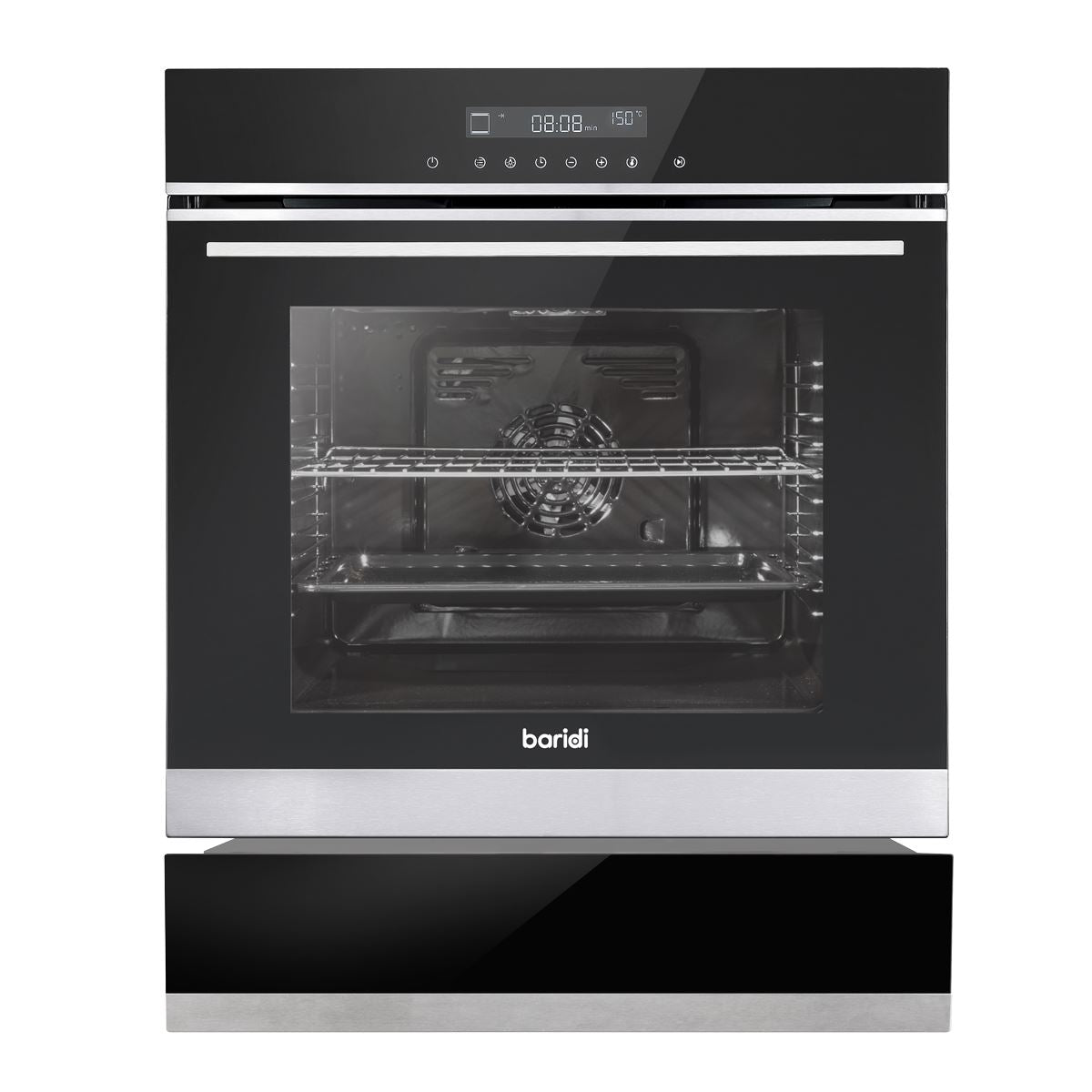 Baridi 60cm 10-Function Fan-Assisted Oven with Touchscreen Controls & 60cm Warming Drawer Bundle, Stainless Steel
