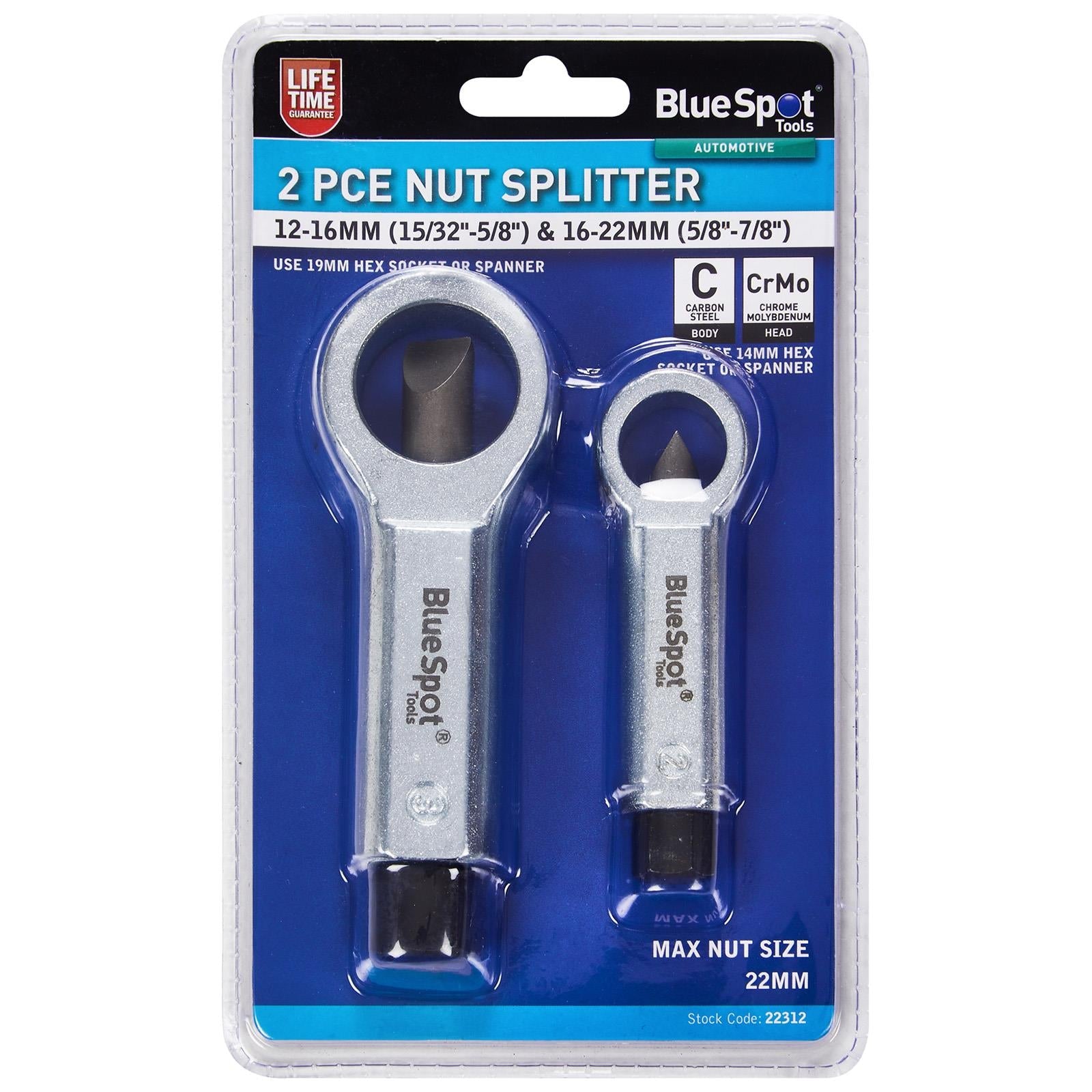 BlueSpot Nut Splitter Set 12-16mm and 16-22mm 2 Piece  White Rose Tools