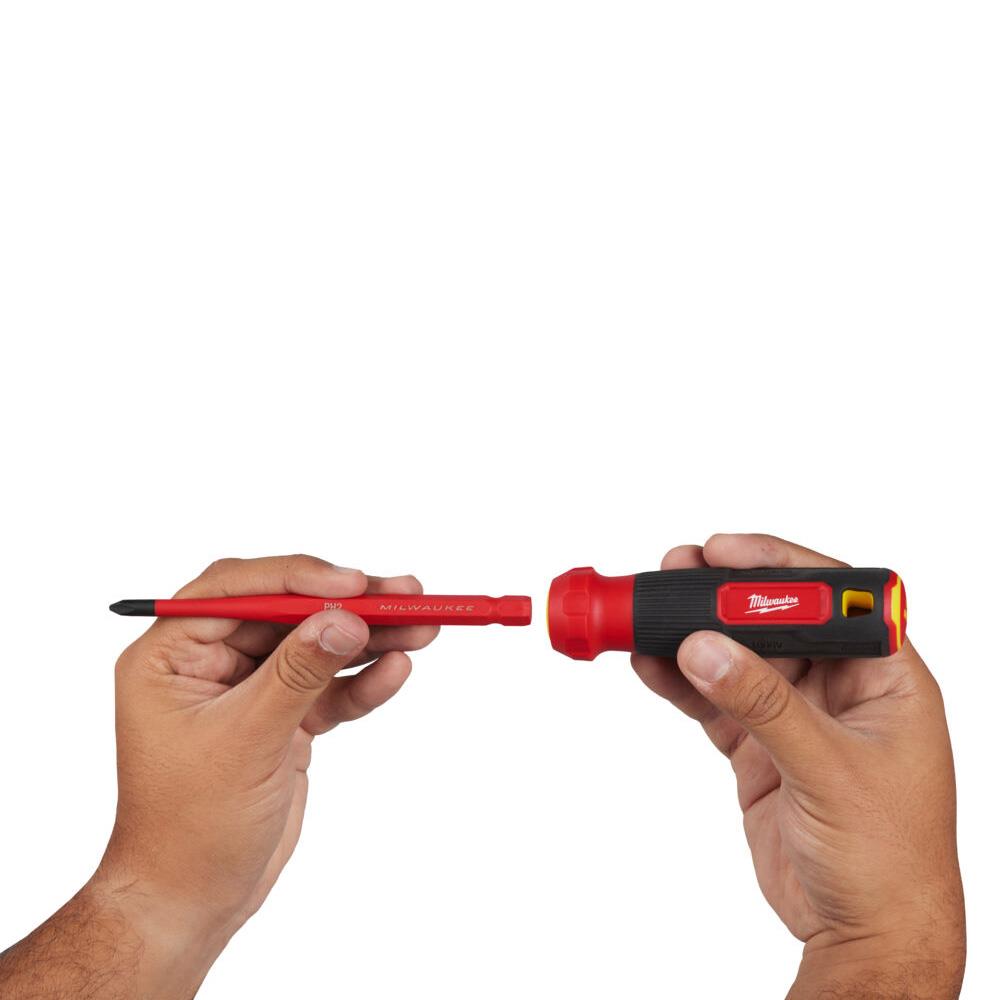 Milwaukee Insulated 10 In 1 Multi Shank Screwdriver Set VDE Phillips Pozi Torx Slotted Slim Shank  White Rose Tools