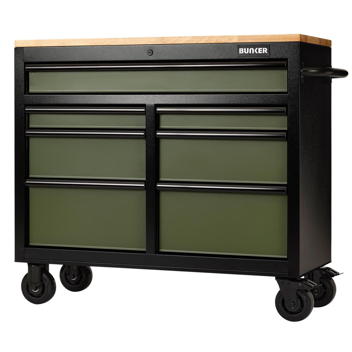 BUNKER 7 Drawer Workbench Roller Tool Cabinet 41" Green 27209  White Rose Tools