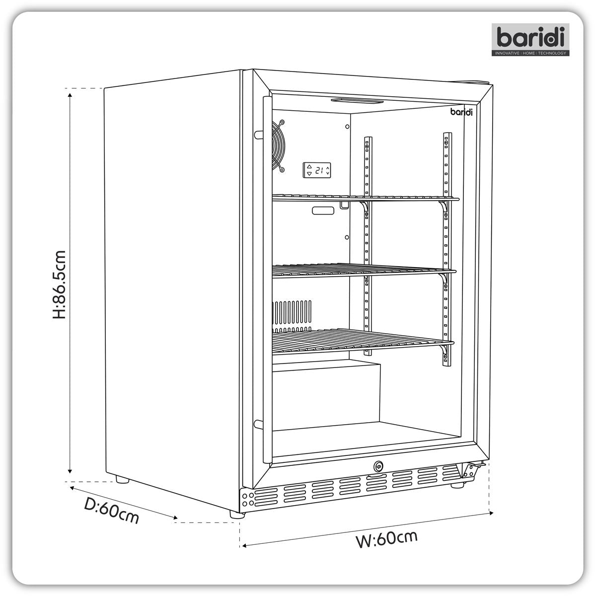 Baridi Outdoor Drinks/Beverage/Bar Fridge with Triple Glazed Door & Security Lock 150L - Stainless Steel  White Rose Tools