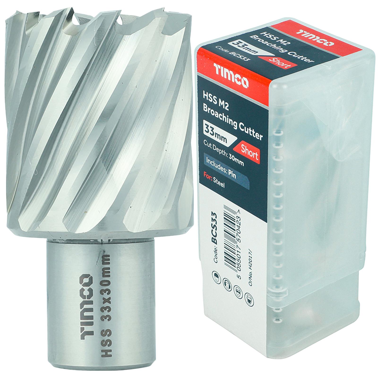 TIMCO Broaching Cutters M2 HSS Steel Mag Drill Bit and Replacement Pilot Pins - Choose Size