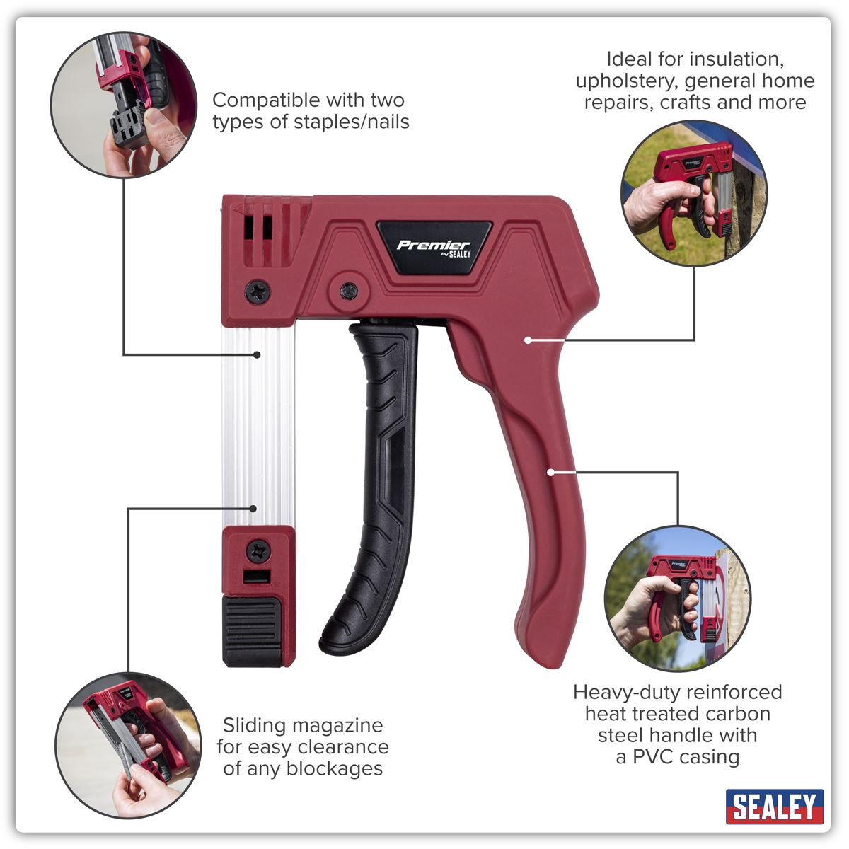 Sealey Premier Heavy-Duty Staple & Brad Nail Gun 